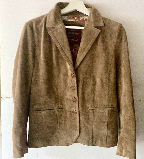 Vintage Eddie Bauer Suede Jacket S, Washable Vint… - image 1