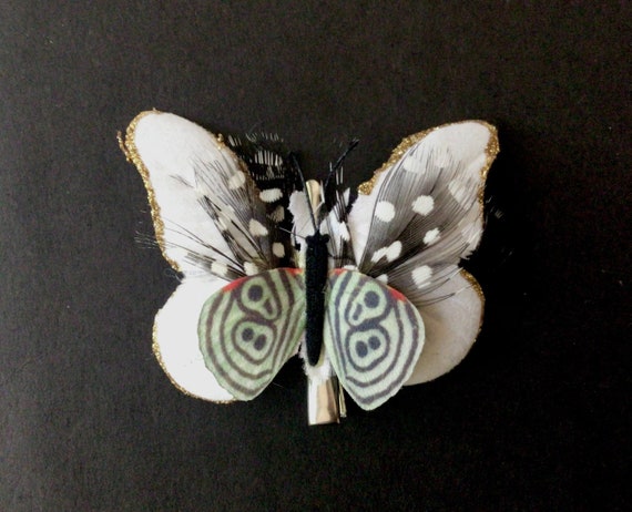 Butterfly Hair Clip, Small 1970s French Hair Slid… - image 1