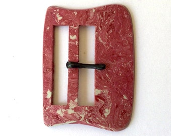 Red Belt Buckle, Vintage Buckle For Women, Retro Mod Belt Buckle for Sewing, Buckle for Dress Buckle