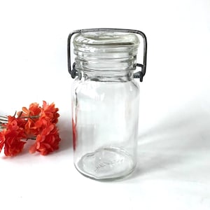 Vintage Whitzen-Einmachglas, klein 8 Unzen, 1 Tasse Glasdeckel & Metallbügel Retro Küche, Glas, Dekor Vintage Bauernhausküche