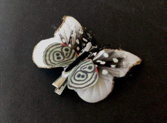 Butterfly Hair Clip, Small 1970s French Hair Slid… - image 2