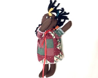 Cute Small African Doll, Handmade Cloth Doll, 8” Soft Doll, Gift For Doll Collector Costume Doll Ethnic Doll Collectible Doll For Doll Lover