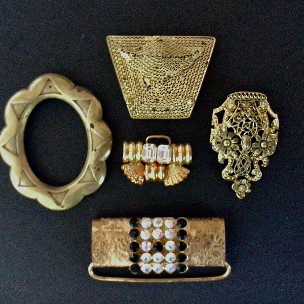 Vintage Belt Buckle Parts, Antique Embellishments, Rhinestone Metal Component, Jewelry Connector, Metal Adornments, Buckle for Crafting,