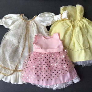 Vintage Doll Dresses Lot of Satin Doll Clothes For Small Doll, Petticoat Doll Outfits, Fancy Dress For Doll, Gift For Doll Collector