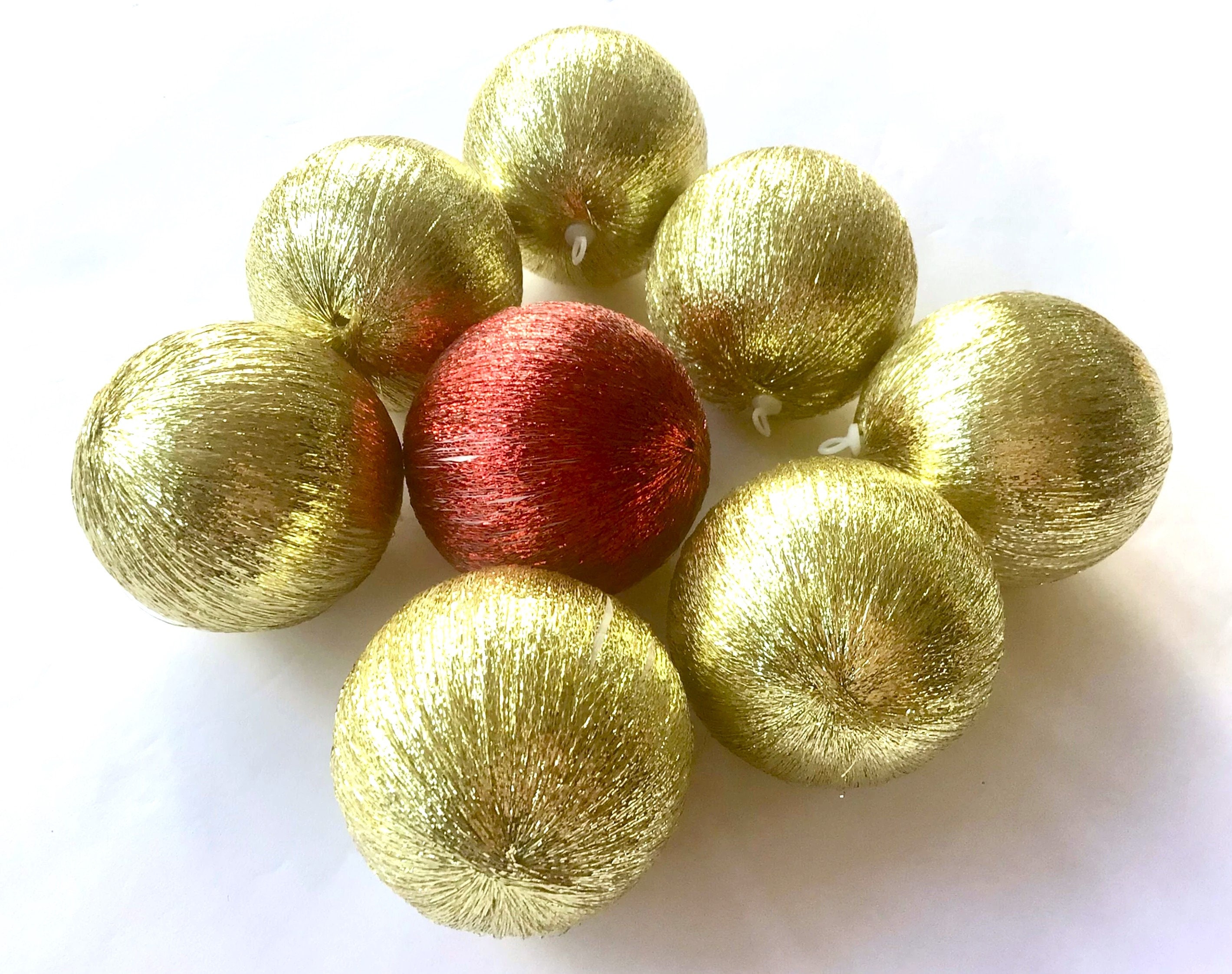 Vintage Xmas Ornaments Glitter Thread Ball Christmas - Etsy