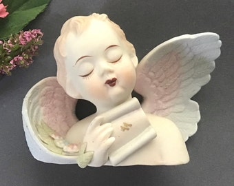 Lovely Cherub Stature Lamour China Angel Figurine, Vintage 1940s Ceramics For Collector, Xmas Home Decor Gift For Angel Lover Occupied Japan