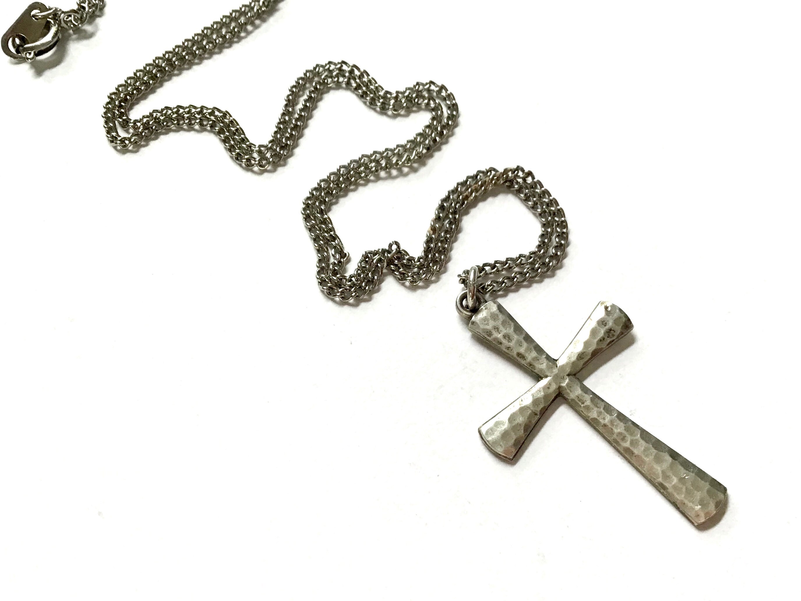 Silver Cross Necklace Italian Cross Pendant Silver 800 Etsy