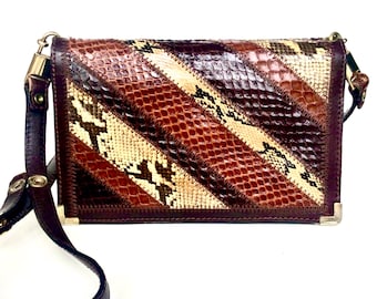 Vintage 1980s Italian Snake Leather Shoulder Bag: Retro Clutch Handbag