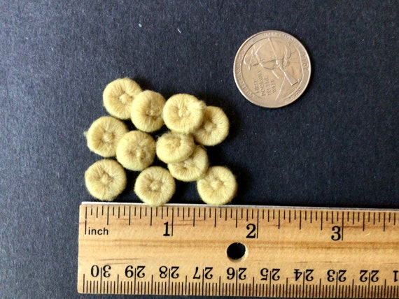 11 Antique Wool Buttons, Tiny 14.6mm Handmade Buttons, Very Small