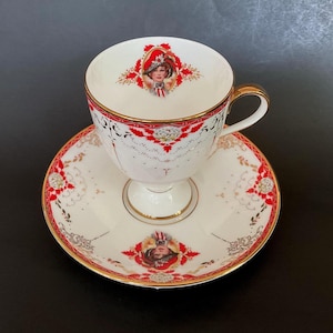 Vintage Tea Cup and Saucer Avon Honor Society, Nikko Japan, Romantic Table Decor, Avon Lady Portrait Cup & Saucer, Vintage Table Decor
