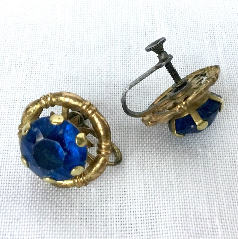 1940s Antique Gold Button Earrings Rhinestone Statement Earrings Vintage Bridal Earrings Gold Earrings Gift For Mom Earrings For Wedding