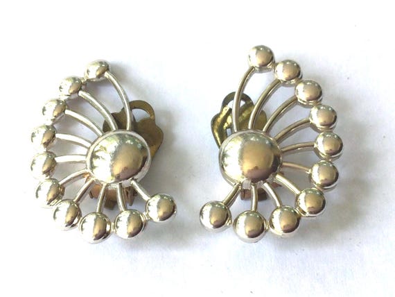 Boucles D'Oreilles Clips Vintage Argenté & Doré - Années 60/70, 39mm, Sans Marque