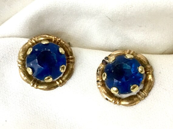 Button Earrings With Rhinestone, Vintage Statemen… - image 2