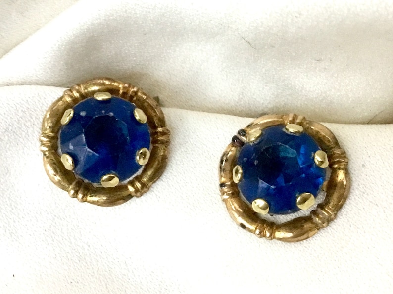 1940s Antique Gold Button Earrings Rhinestone Statement Earrings Vintage Bridal Earrings Gold Earrings Gift For Mom Earrings For Wedding