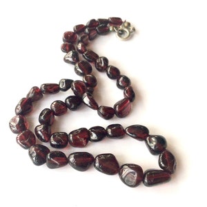 Garnet Stone Bead Necklace, Genuine Wine Red Stone Necklace For Women, Vintage Beads, Natural Stone Bead Necklace, Short Necklace For Women