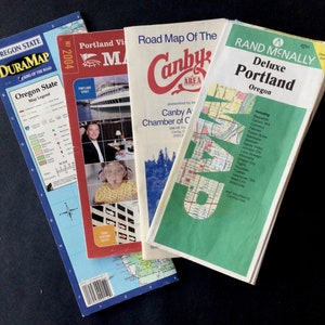 1980s Vintage Road Map Map, Portland Map, Road Trip Journal, Vintage Landkarte, Road Map, Road Map