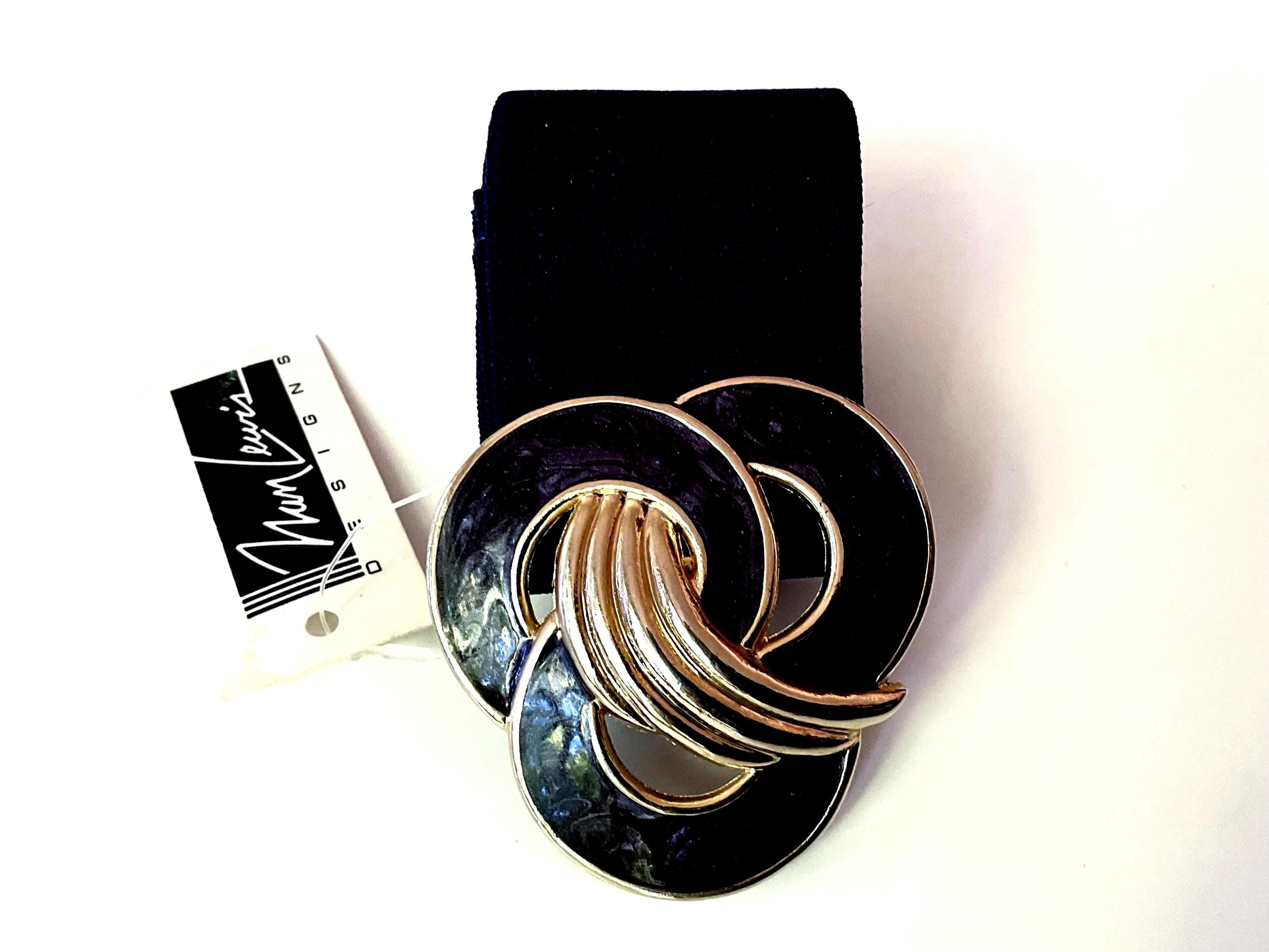 Vintage 80s Navy Blue Stretch Belt – Nan Lewis Designs – NOS – Made in USA Vintage 80 main image 2