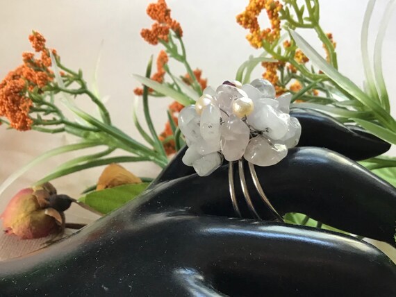 Bead Cocktail Ring, Agate Bead Ring, Adjustable R… - image 6