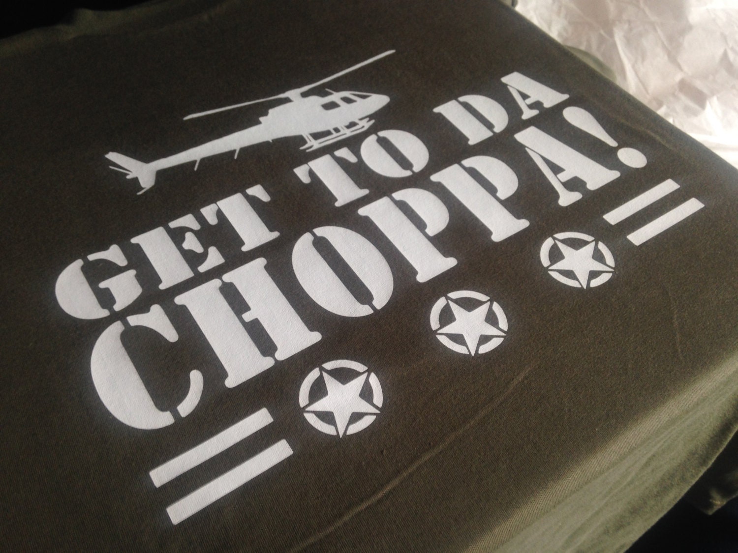 Get To Da Choppa T Shirt Funny Predator Arnie Army Style | Etsy