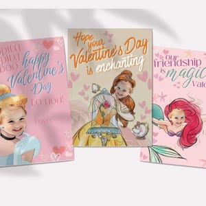 Personalized Disney Princess Valentine Cards | Cute Princess Valentines | Classroom Valentines Exchange Cards | Custom Cinderella Valentines