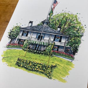 Augusta National Golf Club art | The Masters | Original marker drawing print | Gifts for golfers, enthusiasts and fans | 5x7 or 8x10 print
