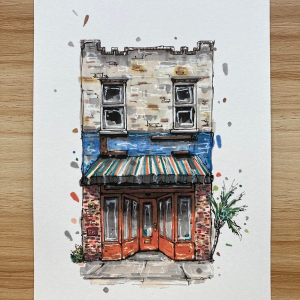 Abandoned shop print | Urban sketch illustration | Ybor City art | Marker and ink print | Architecture drawing | 5x7 wall art