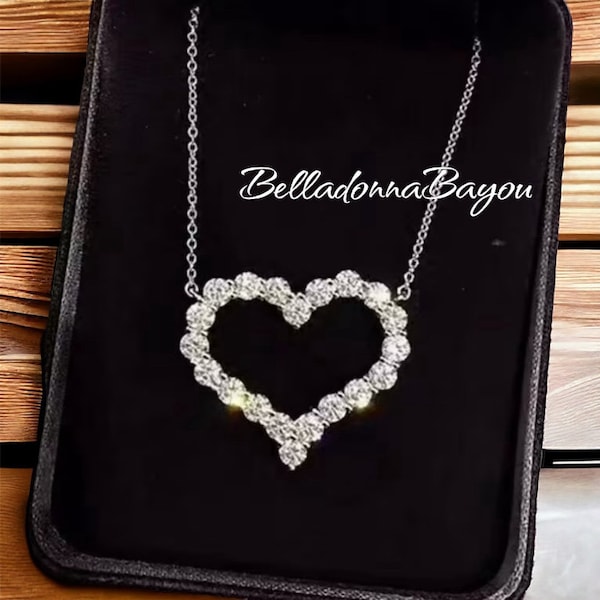 Diamond Cz Necklace, Cz Diamond Pendant, Diamond Cz Pendant, Heart Cz Pendant, Cz Heart Necklace, Formal Necklace, Classy Necklace