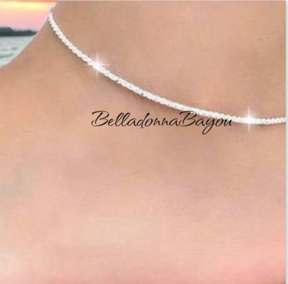 Ladies silver ankle bracelet sale