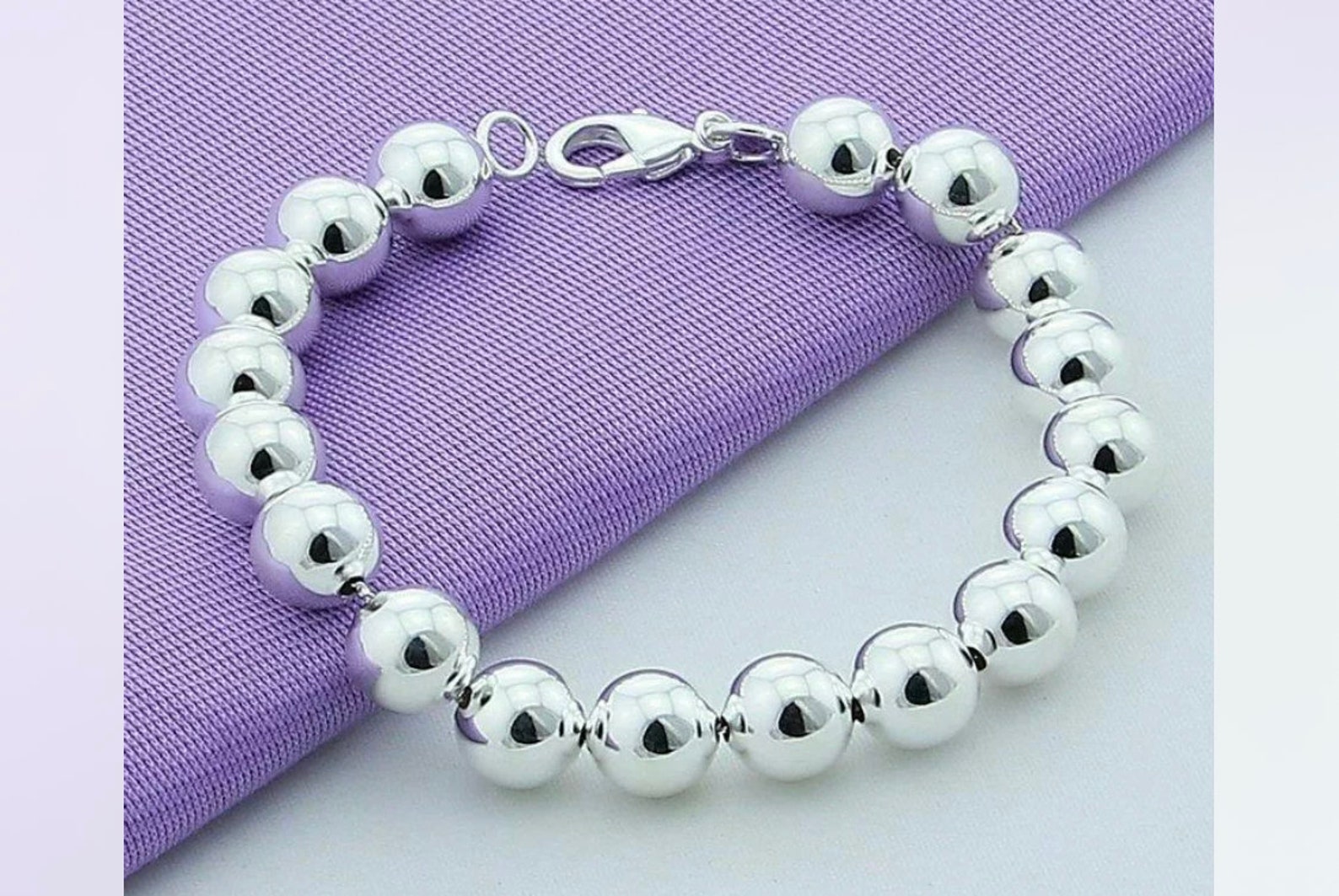925 Sterling Silver Solid 10MM Ball Bead Bracelet Etsy