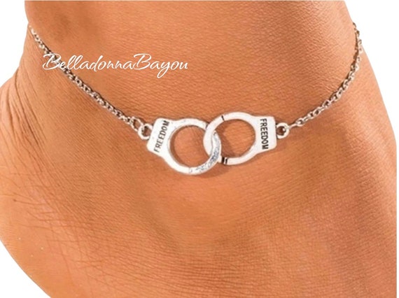Sterling Silver Handcuff Anklet Handcuff Bracelet Ladies Anklet