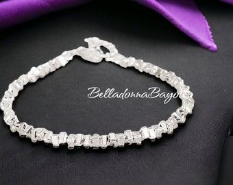 Dainty Sterling Silver Beaded Bracelet, Rice Bead Bracelet, Beaded Bracelet, Valentines Gift, Valentines Jewelry, Beaded Jewelry