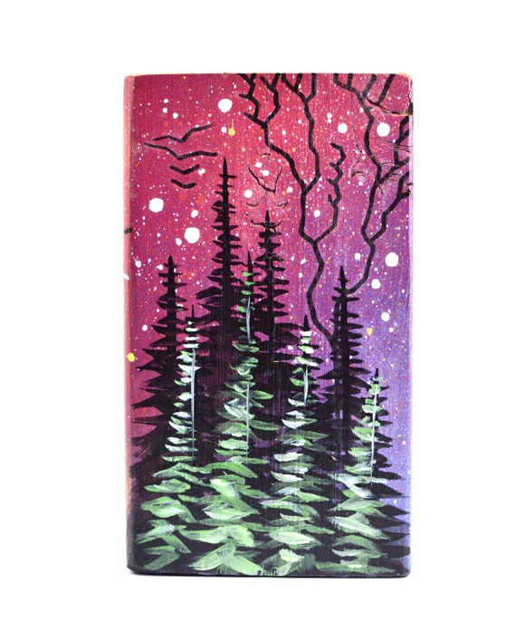Pine Tree Silhouette Painting Basin Reclaimed Night Sky Etsy Pine Tree Silhouette Painting Basin Reclaimed Night Sky Etsy