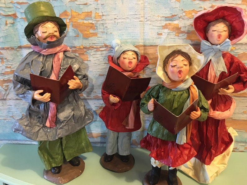 Vintage paper mache family of Christmas carolers set of 4 dad Etsy
