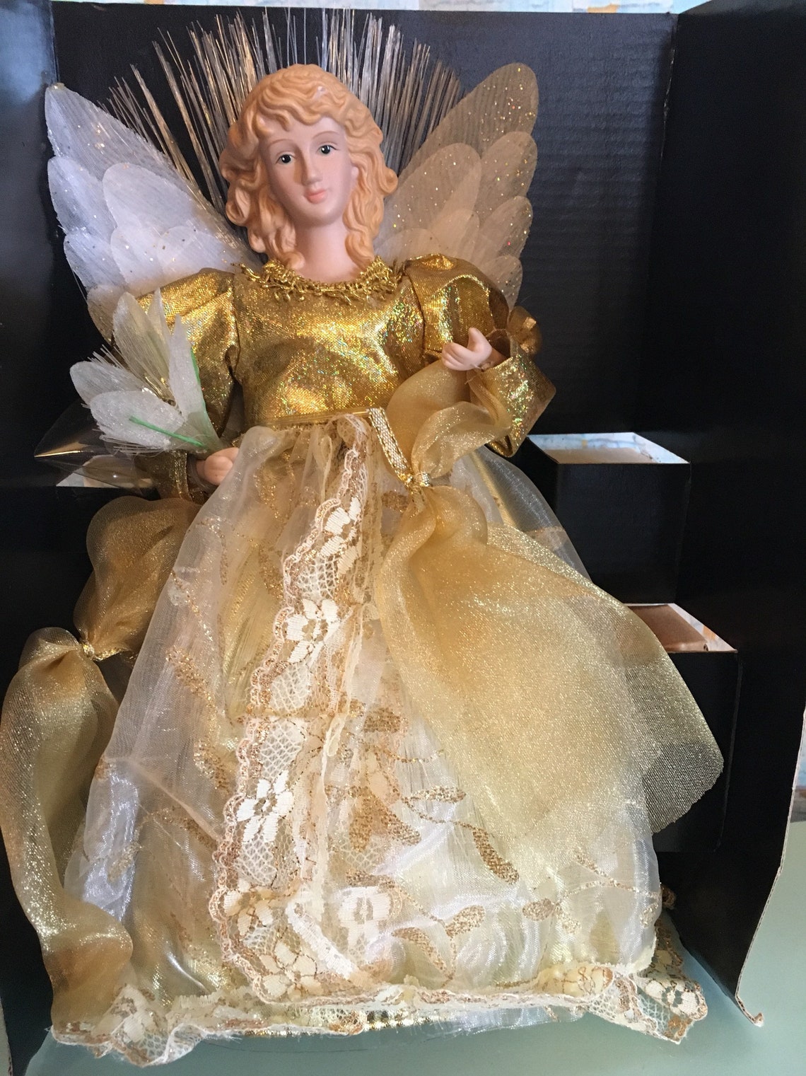 Beautiful Sterling 10 fiber optic deluxe Angel Christmas Etsy