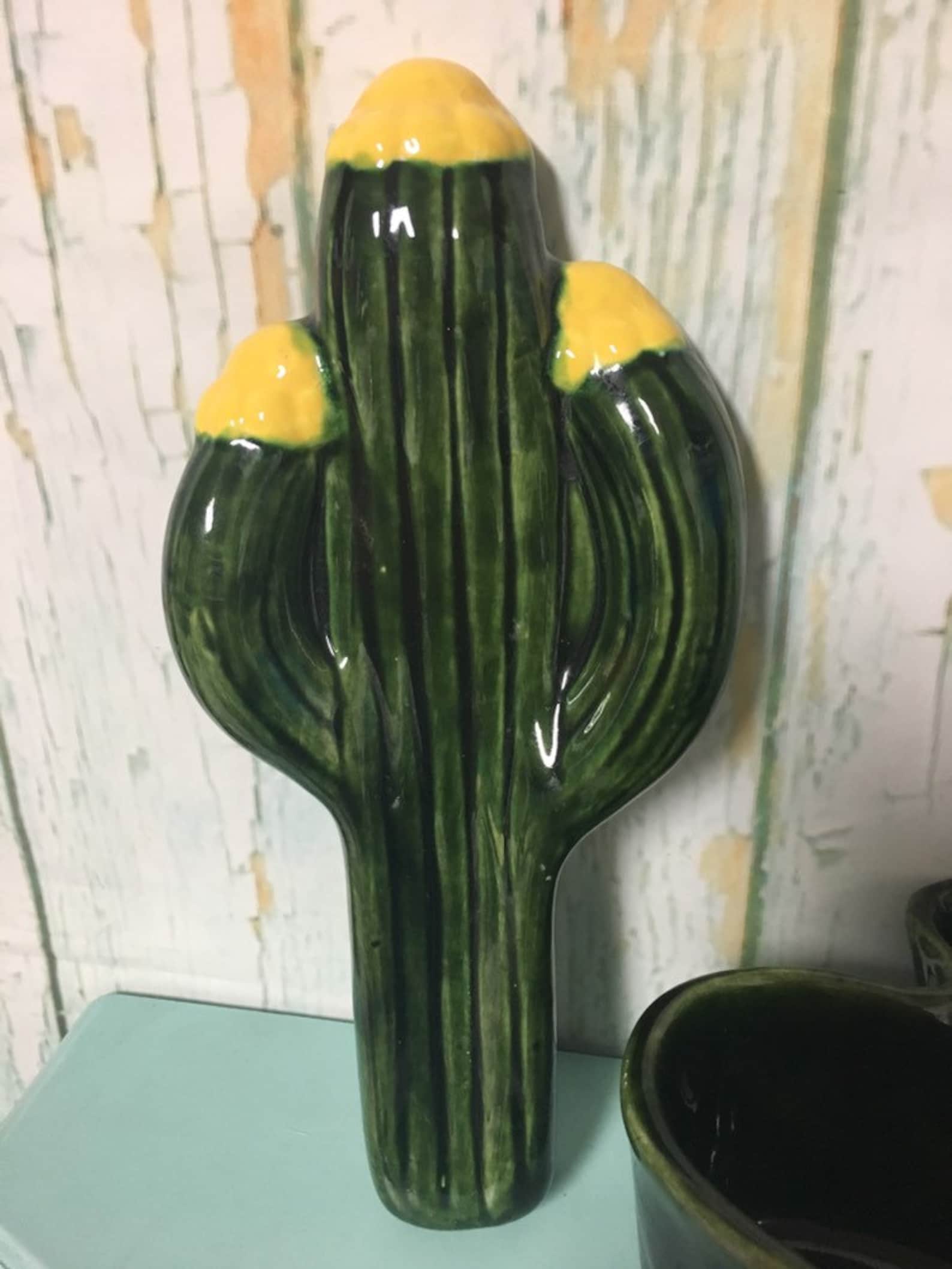 Ceramic Cactus Saguaro Cactus Wall Hanging and Trinket Dish Etsy