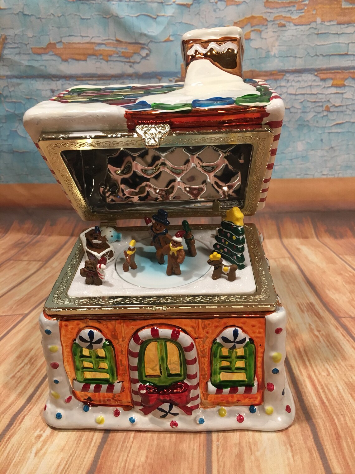 Beautiful Mr. Christmas Hand Painted Porcelain Music Box Etsy