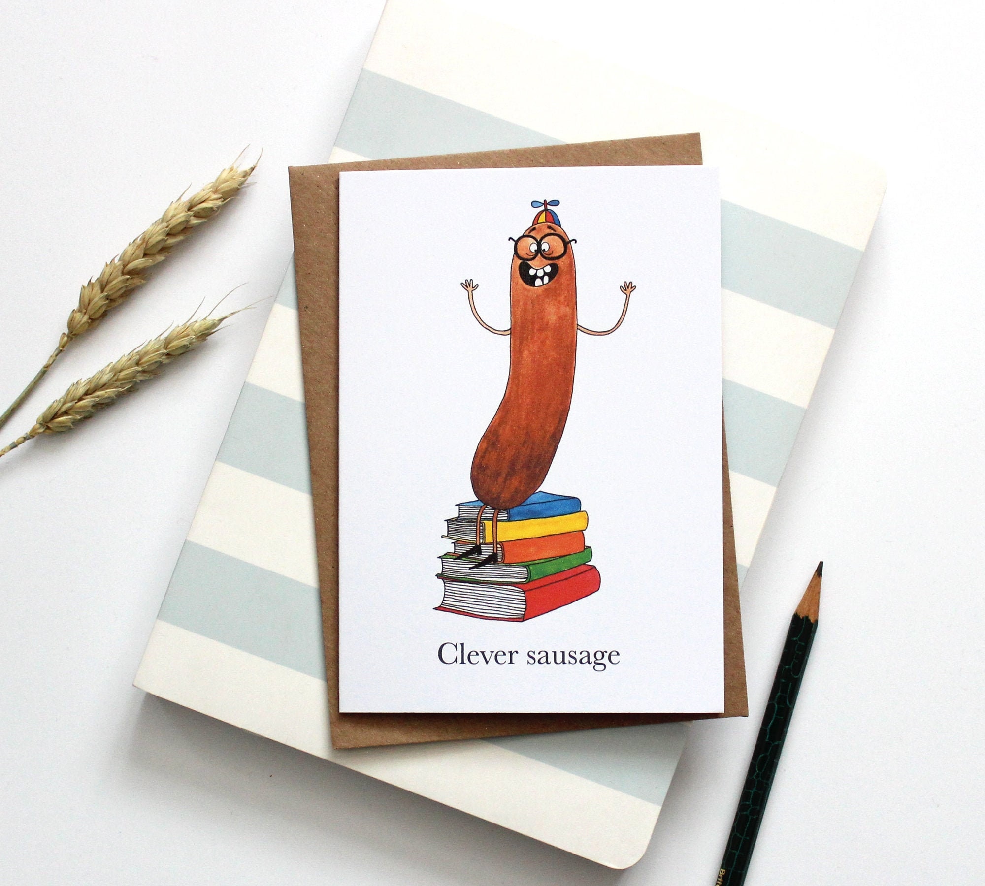 Clever Sausage Gefeliciteerd Kaart Pun Card Etsy