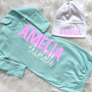 Baby Girl Coming Home Outfit Newborn Girl Clothes Baby Shower Gift Baby Girl Gown Set Personalized Baby Gift