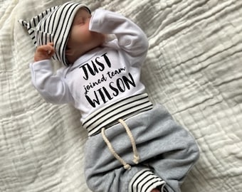 BABY BOY Coming Home Outfit/Baby Boy/Baby Shower Gift/Newborn Boy Coming Home Outfit/Baby Boy Clothes/Baby Gift/New to the Crew Personalized