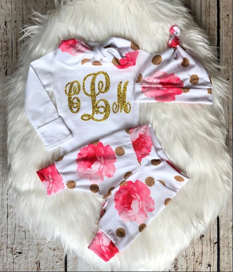 Baby Girl HeadbandBaby GirlComing Home OutfitNewborn GirlHospital GiftNew Mom GiftMonogrammed Baby OutfitClothesBaby Shower Gift