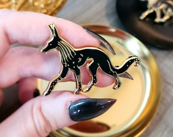 Anubis Pin - Egyptian Mythology - Hard Enamel - Black and Gold Lapel Jewelry - Dog Jackal Hound - Anpu - God of Death Judgement - Brooch