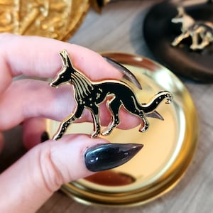 Anubis Pin - Egyptian Mythology - Hard Enamel - Black and Gold Lapel Jewelry - Dog Jackal Hound - Anpu - God of Death Judgement - Brooch