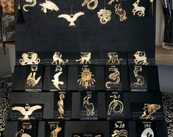 20 Enamel Pins & 20 Bookcharms - Complete Set of Egyptian Mythology Gods Goddesses as their sacred animal - both pins and charms!