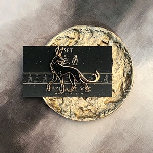 Set Pin (Sha Animal) - Egyptian Mythology - Trickster God of Chaos, Storms, Desert, and War - Hard Enamel Black Gold Lapel Jewelry - Brooch