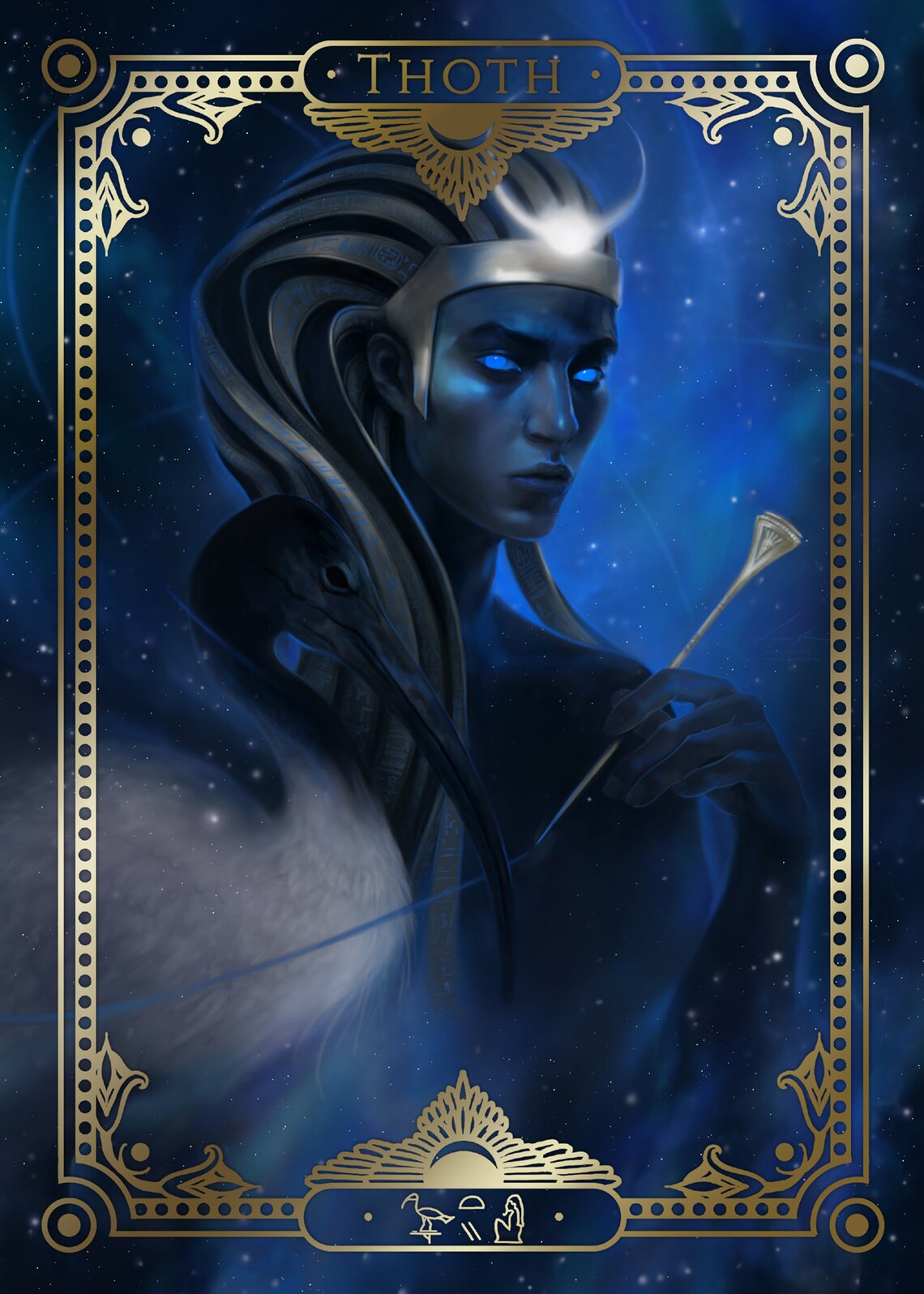 Thoth [gold Foil Mini Print] Egyptian Mythology God - of Knowledge ...