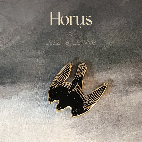 Horus Pin - Egyptian Mythology - Peregrine Falcon God of sky protection healing pharaoh king war - Winged Bird Hawk Enamel Lapel Jewelry
