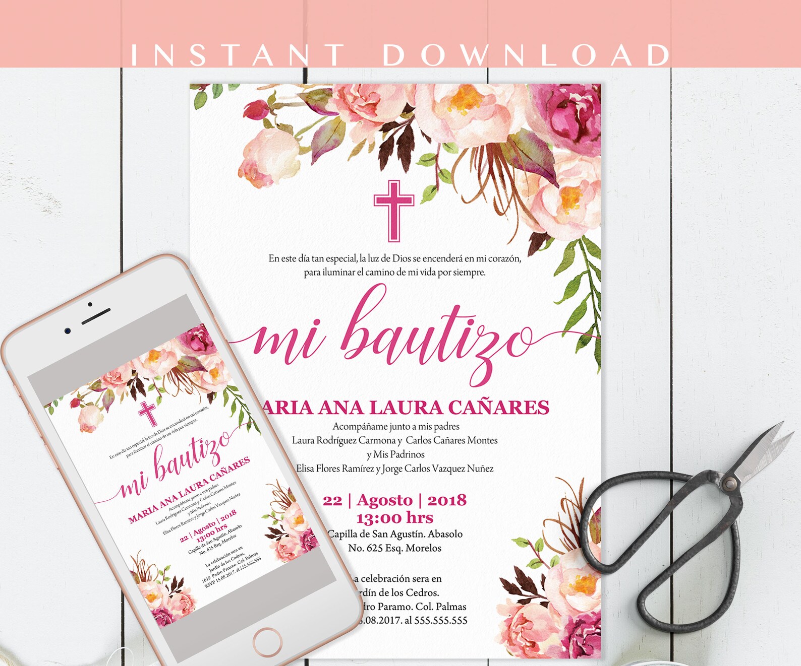 Bautizo Invitations in Spanishbaptism Invitation Spanish in | Etsy