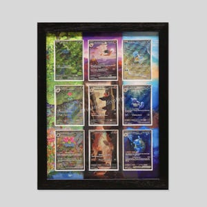 Ridanco 151 Starters 9 Raw Card Extended Art Printed Pokemon Display Frame with UV Protection, High Quality Holder Wall Hanging Ungraded