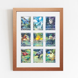 Cadre de cartes à collectionner en chêne 9 pour cartes brutes avec protection UV en option, Mtg, Pokemon, Yu-Gi-Oh !, Sports, TCG, tenture murale de haute qualité