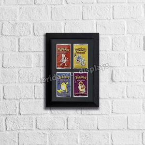 Black Booster Pack 4 Pack (2x2 layout) Artset Frame with Optional UV Protection, Mtg, Pokemon Trading Cards TCG Display Wall Case with Foam